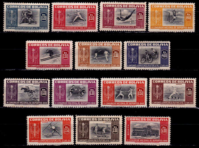 BOLIVIA, 1951. Sports. Full set