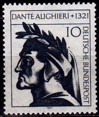GERMANY 1971, 3 Sept. 650th ANNIV DEATH DANTE ALIGHIERI, single, MH, CV+/- R 5.00 view scans