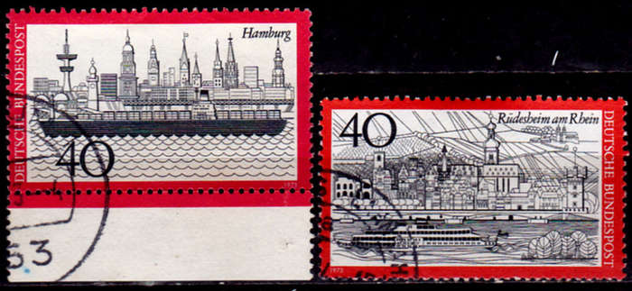 GERMANY 1973, 15 March. HAMBURG AND RUDESHEIM AM RHEIN, set, UH, CV+/- R 10.00 view scans