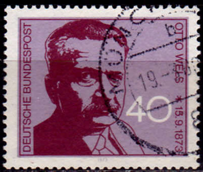 GERMANY 1973, 14 Sept. 100th ANNIV BIRTH OTTO WELS, single, UH, CV+/- R 5.00 view scans