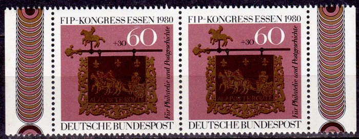 GERMANY 1980, 13 Nov. FIB CONGRESS IN ESSEN, single pair, MNH, CV+/- R 35.00 view scans