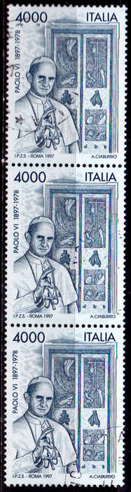 ITALY 1997, 26 Sept. 100th ANNIV BIRTH OF POPE PAUL VI, single strip, UH, CV +/-R 165.00 view scans