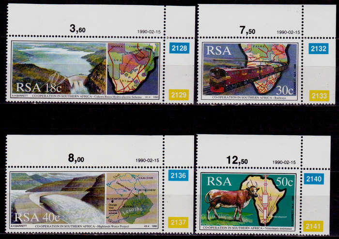 RSA 1990, 15 Feb. CO-OPERATION in SOUTHERN AFRICA, set, MNH, CV R 15.00 view scans