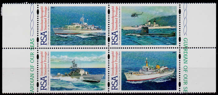 RSA 1997, 1 April. 75th ANNIV SA NAVY, setenant block, MH, CV R 75.00 view scans