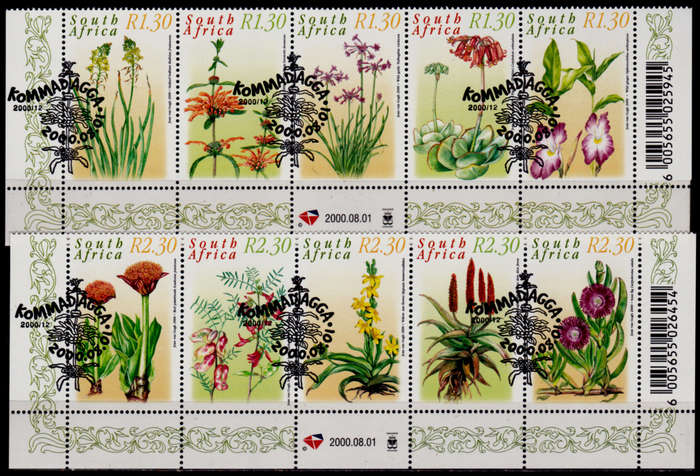 RSA 2000, 1 Aug, MEDICINAL PLANTS, 2 setenant strips, CTO, CV R ?? view scans