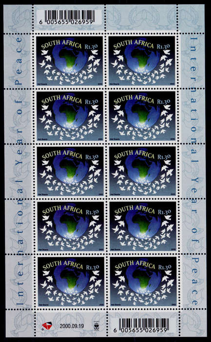 RSA 2000, 19 Sept. INTERNATIONAL YEAR OF PEACE, sheetlet, MNH, CV R 150.00, view scans