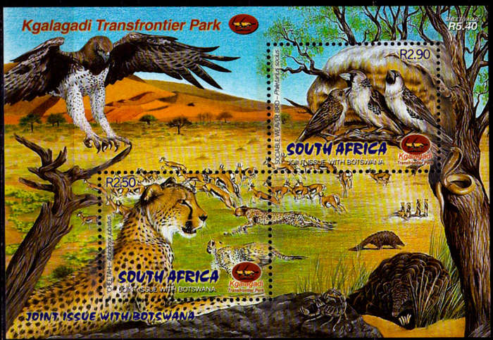RSA 2001, 12 May. KGALAGADI TRANS FRONTIER PARK, minisheet, MNH, CV R 60.00, view scans