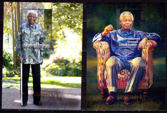 RSA 2008, 14 July. HAPPY 90th BIRTHDAY MADIBA, 2 minisheets, MNH, CV R 55.00 view scans