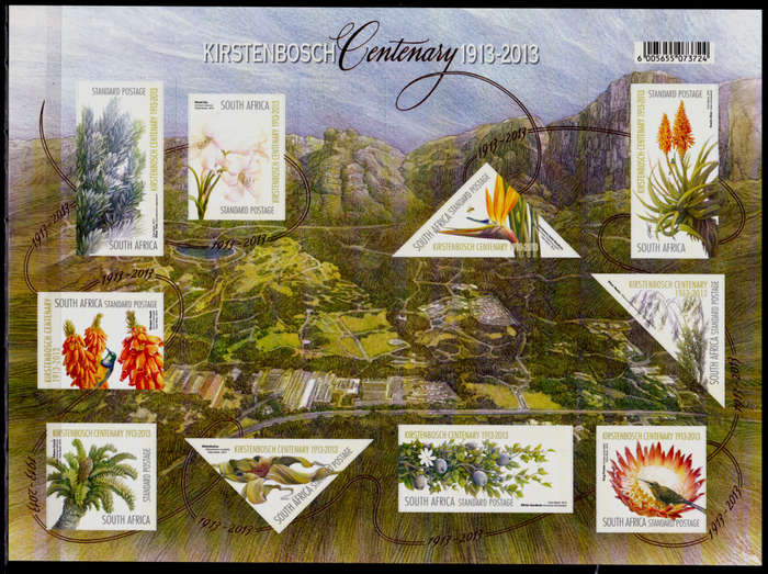 RSA 2013, 1 July. 100th ANNIV KIRSTENBOSCH, sheetlet, MNH, CV R 350.00 view scans