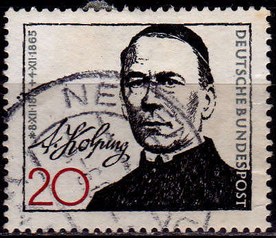 GERMANY 1965, 26 May. 100th ANNIV DEATH ADOLPH KOLPING, single, UH, CV +/-R 5.00 view scans
