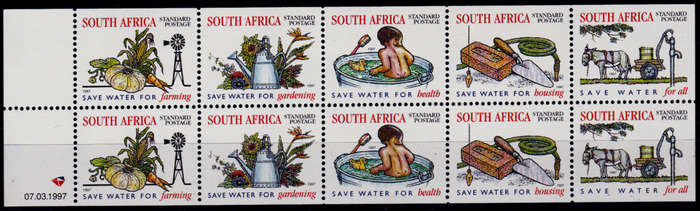RSA 1997, 7 March. NATIONAL WATER CONSERVATION, booklet pane, MNH, CV R 150.00 view scans