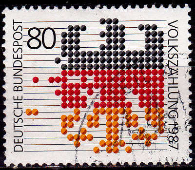 GERMANY 1987, 15 Jan. CENSUS, single, UH, CV+/- R 10.00 view scans