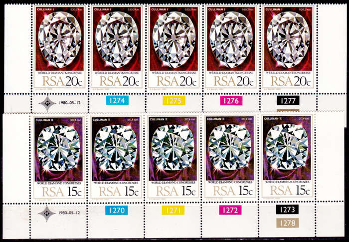RSA 1980, 12 May. WORLD DIAMOND CONGRESS, set controls, MNH, CV R 25.00 view scans