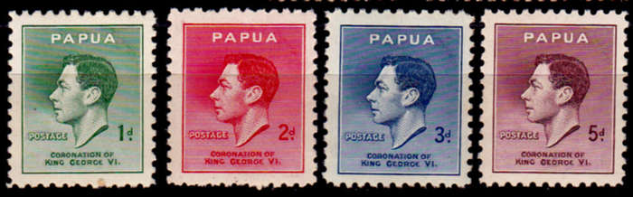 PAPUA 1937, 14 May. CORONATION OF KGVI, set, MH, CV +/-R 30.00 view scans