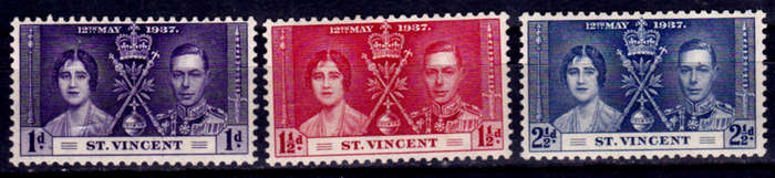 ST VINCENT 1937, 12 May. CORONATION KGVI and QEI, set, MH, CV +/-R 20.00 view scans