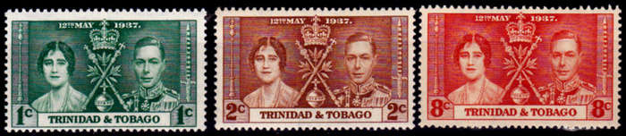 TRINIDAD AND TOBAGO 1937, 12 May. CORONATION KGVI and QEI, set, MH, CV +/-R 30.00  view scans
