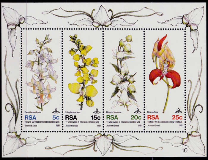 RSA 1981, 11 Sept. 10th WORLD ORCHID CONFERENCE, minisheet, MNH, CV R 10.00, view scans