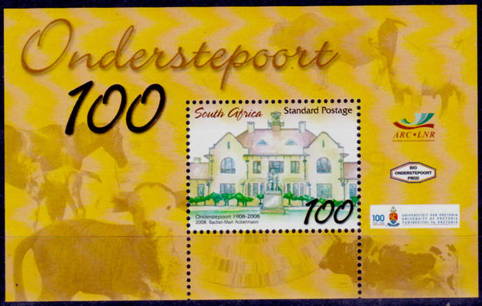 RSA 2008, 8 Oct. 100 YEARS ONDERSTEPOORT, minisheet, MNH, CV R 30.00 view scans