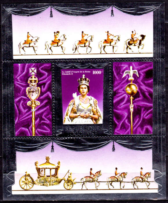 TOGO 1977, 10 Jan. 25th ANNIV REIGN QEII, minisheet, MH CV +/-R 175.00 view scans