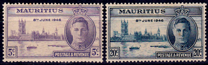 MAURITIUS 1946, 20 Nov. VICTORIUS END OF WWII, set, MH, CV +/-R 10.00 view scans