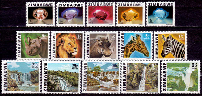 ZIMBABWE 1980, 18 April. 1978 RHODESIA ISSUE INSCRIBED, set, MNH, CV +/-R 230.00 view scans