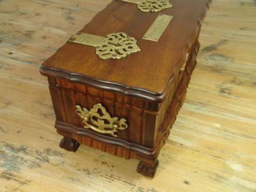 Vintage Ball and Claw embuia Jewellery Box with brass fittings - 32cm x 15cm x 15cm