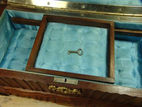 Vintage Ball and Claw embuia Jewellery Box with brass fittings - 32cm x 15cm x 15cm