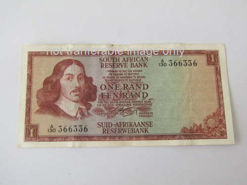 Old SA R1 Bank note, TW de Jongh, A series