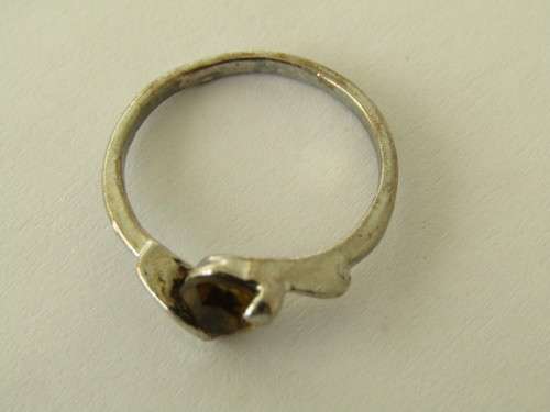 Antique solid silver Ring set with a dark smokey stone, stamped, 2.64 grams, many others available