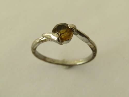 Antique solid silver Ring set with a dark smokey stone, stamped, 2.64 grams, many others available