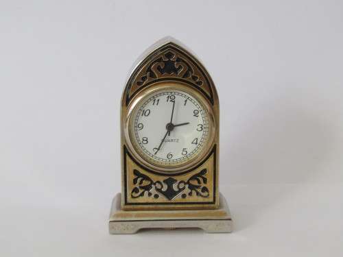 Vintage miniature Quartz desk clock, metal construction, 5cm high - others available
