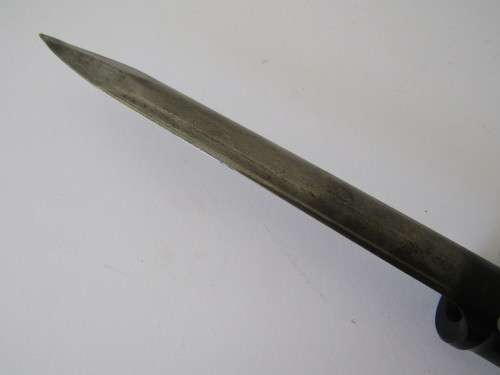 Vintage military rifle Bayonet with original scabard and Frog, 32cm