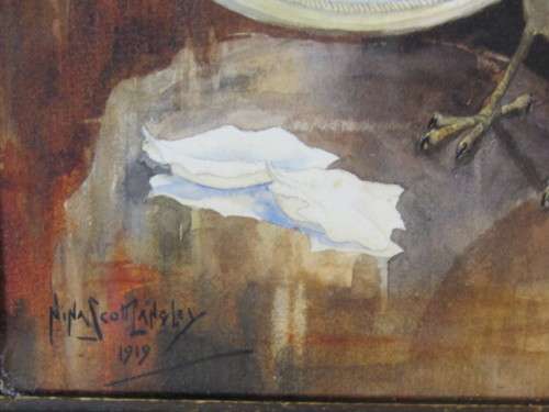 Original Nina Scott Langley watercolour Painting, signed and dated 1919, frame and glass, 25 x 33cm