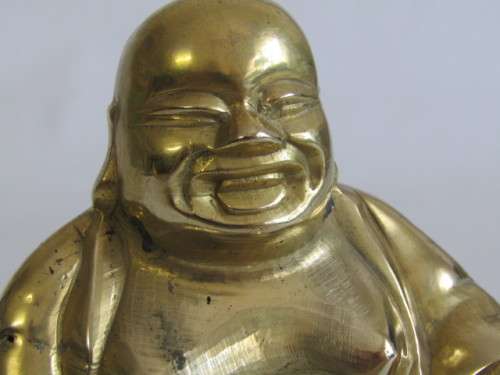 Vintage solid Brass Buddha Statue in excellent condition, hollow cast, 11cm high x 10cm