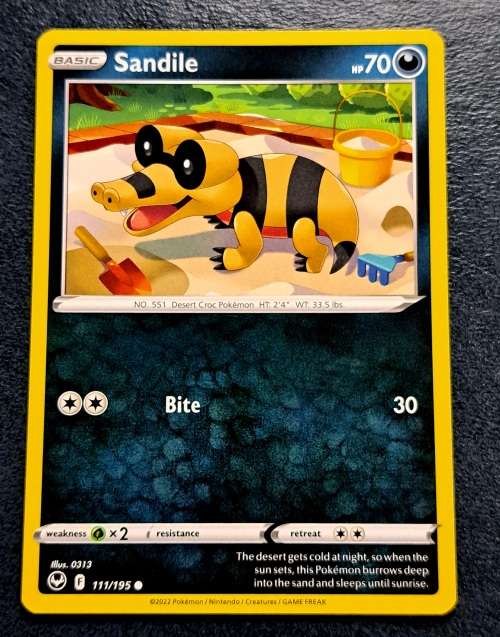 Pokemon Trading Cards - Sandile - 111/195 - Common - Silver Tempest (NM)