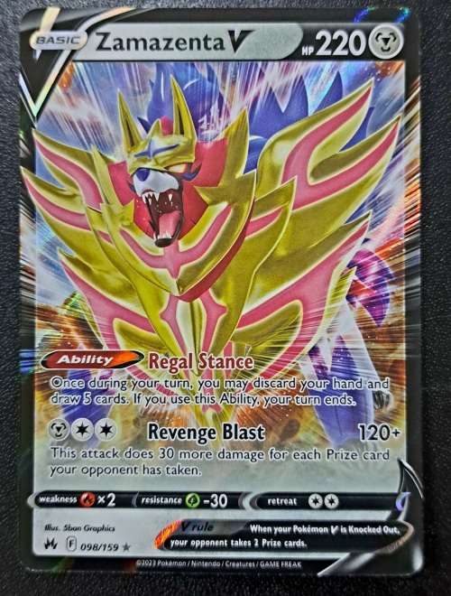 Pokemon Trading Cards - Zamazenta V - 098/159 - Ultra Rare - Crown Zenith NM