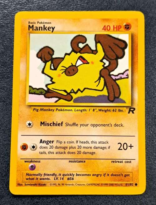Pokemon Trading Cards - Mankey - 61/82 - 2000 Team Rocket Unlimited - LP/NM