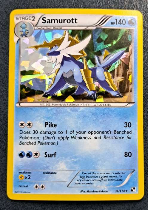 Pokemon Trading Cards -  Samurott - 31/114 - Shattered Holo Rare - Black & White TDE - NM