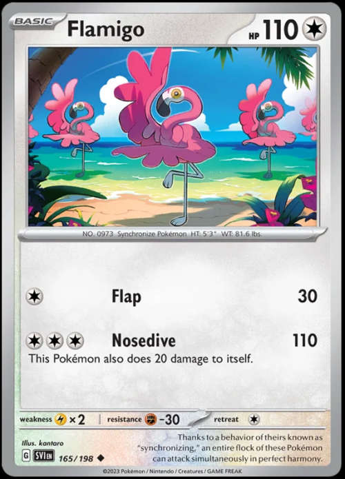 Pokemon Trading Cards - Flamigo - 165/198 - Uncommon - Scarlet & Violet (Base Set) - NM