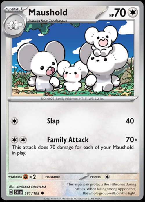 Pokemon Trading Cards - Maushold - 161/198 - Uncommon - Scarlet & Violet (Base Set) - NM