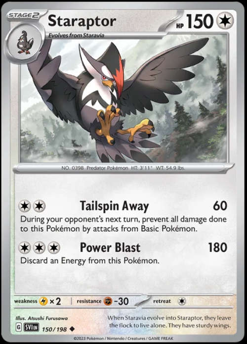 Pokemon Trading Cards - Staraptor - 150/198 - Uncommon - Scarlet & Violet (Base Set) - NM