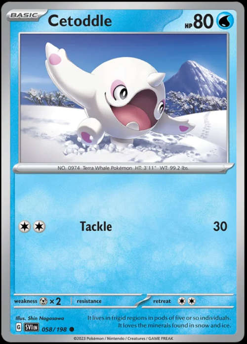 Pokemon Trading Cards - Cetoddle - 058/198 - Common - Scarlet & Violet - NM