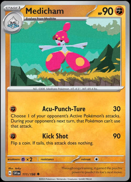 Pokemon Trading Cards - Medicham - 111/198 - Scarlet & Violet Base Set - NM