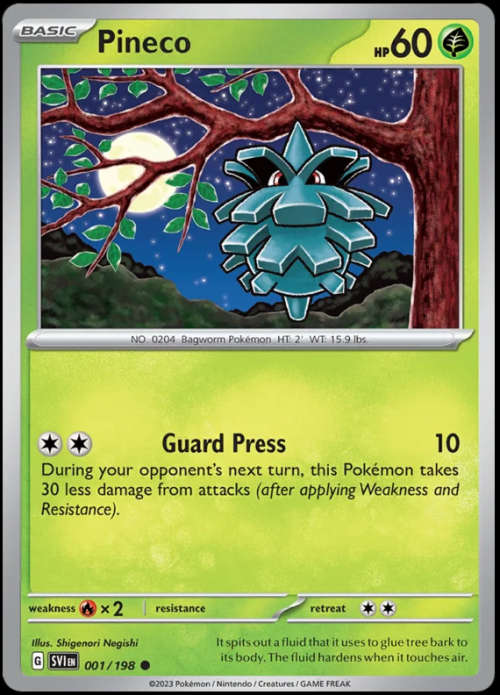 Pokemon Trading Cards - Pineco - 001/198 - Scarlet & Violet Base Set - NM