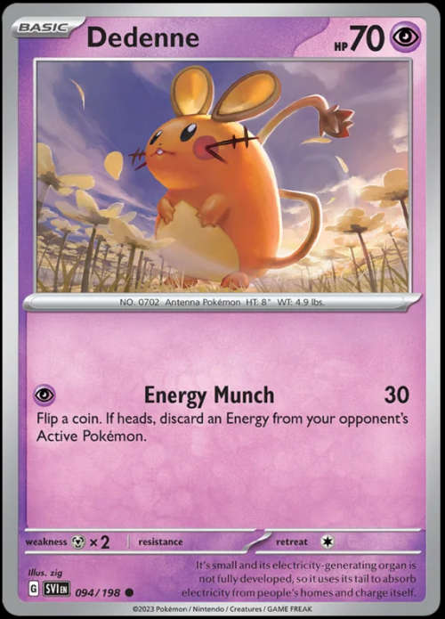 Pokemon Trading Cards - Dedenne - 094/198 - Scarlet & Violet Base Set - NM