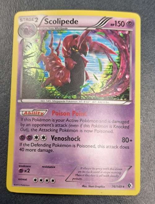 Pokemon Trading Cards - Scolipede - 74/149 - Holo Rare  - 2012 Boundaries Crossed - NM