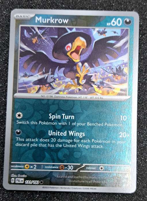 Pokemon Trading Cards - Murkrow - 131/193 - Reverse Holo - Paldea Evolved NM