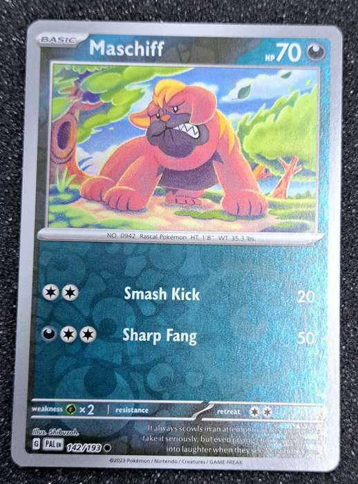 Pokemon Trading Cards - Maschiff - 142/193 - Reverse Holo - Paldea Evolved NM
