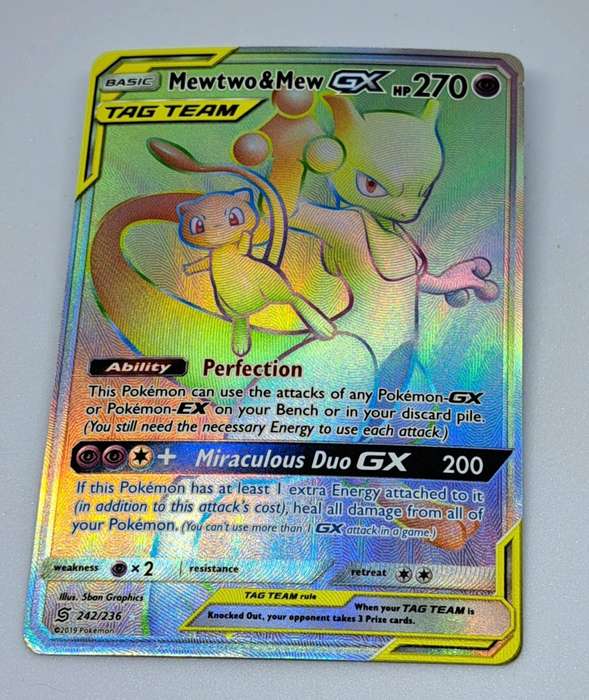 Pokemon Trading Cards -  Mewtwo & Mew GX - 242/236 - Hyper Rare - Unified Minds Singles NM/DMG
