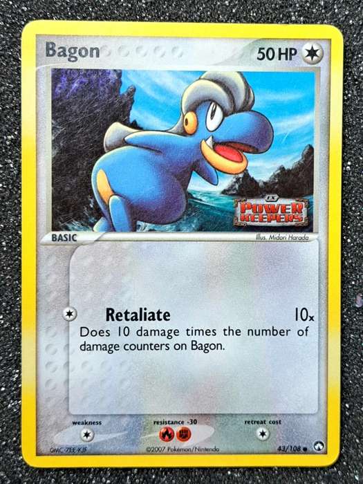 Pokemon Trading Cards -  Bagon - 43/108 - Reverse Holo - Ex Power Keepers - LP/MOD